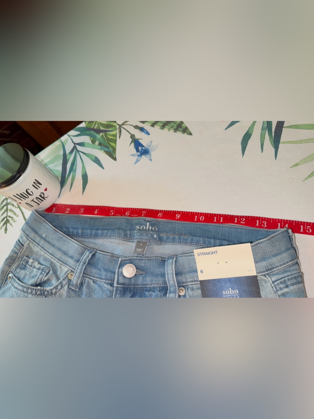 New York&Co Soho Straight leg Distressed ( open rip style ) with gems Jeans BNWT - Picture 10 of 16